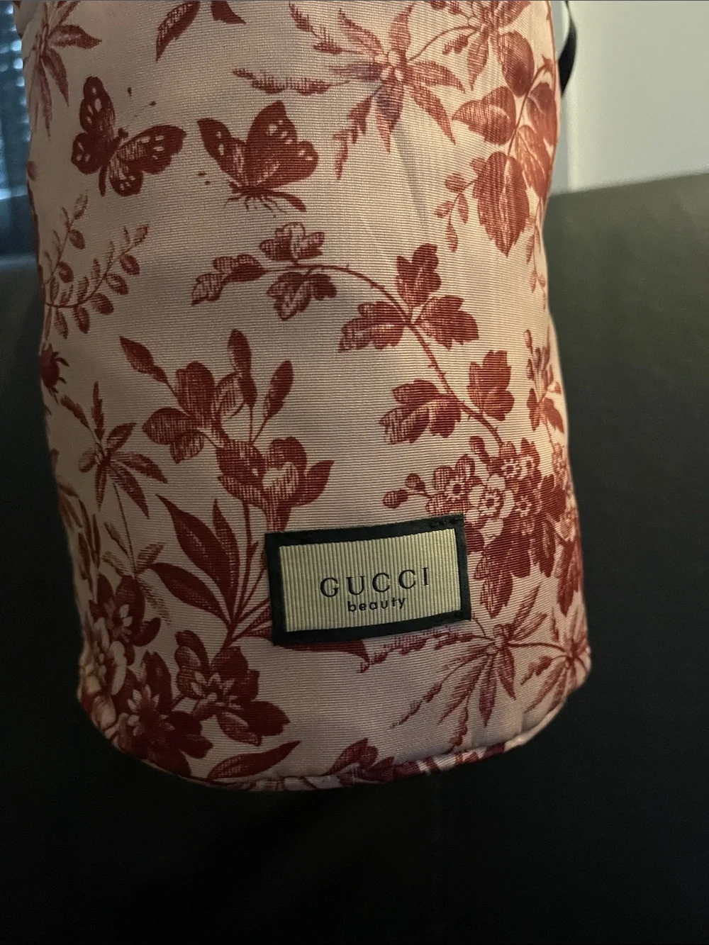 Gucci GWP Red Floral Cosmetic Bag with drawstring closure New